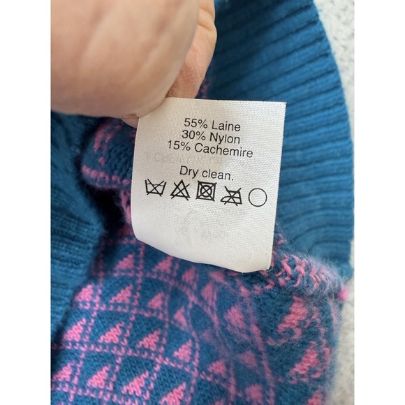J.CREW Sweater Womens Small Pink Cashmere Geometric Crewneck Knit Pullover - Picture 11 of 13